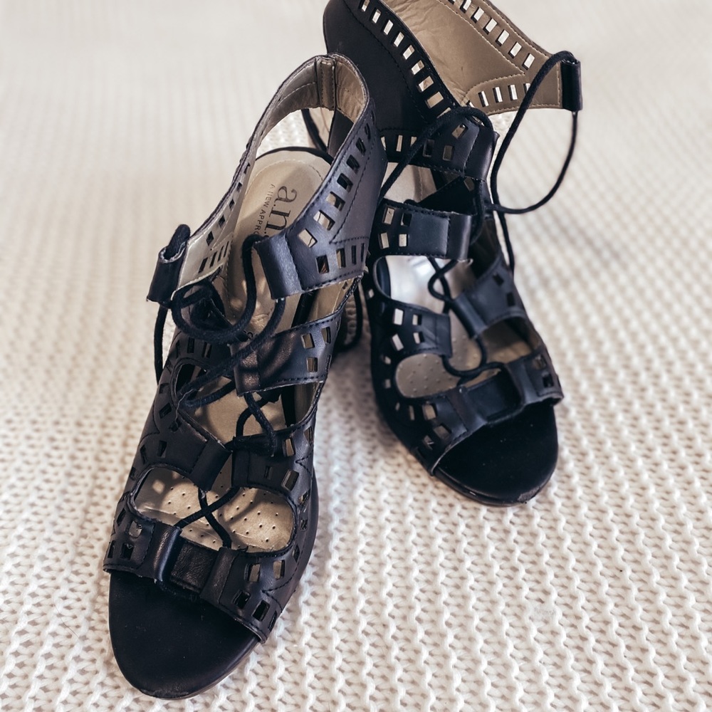 Black lace up heels